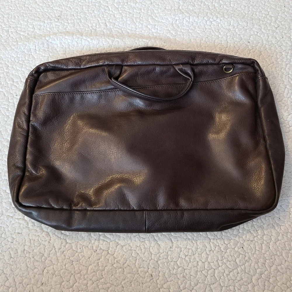 Mowen Leather Designs brown laptop bag